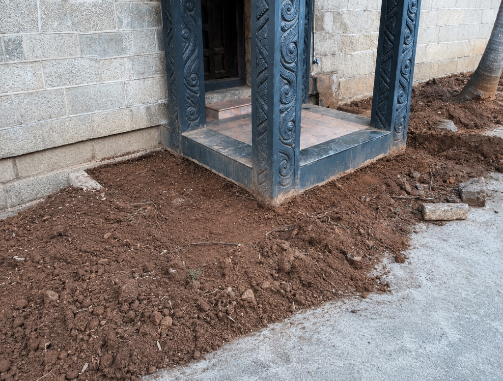 Stone porch before paving
